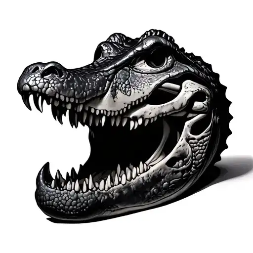 Alligator Skull With Florida Carved