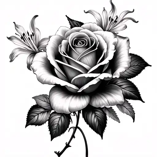 Rose And Lily And Jasmine Flower