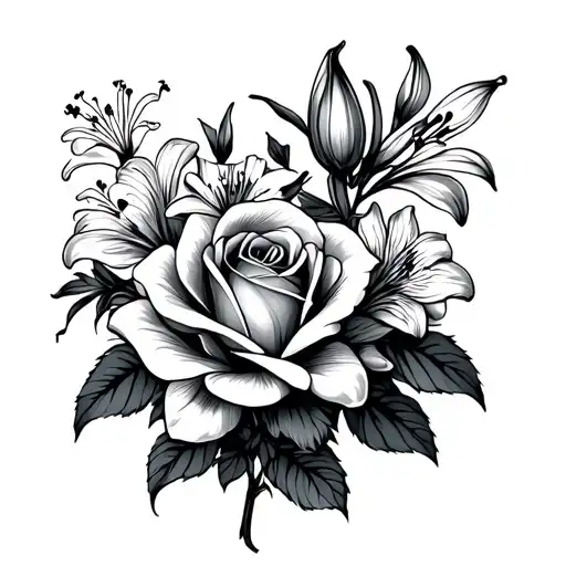 Rose And Lily And Jasmine Flower Bouquet