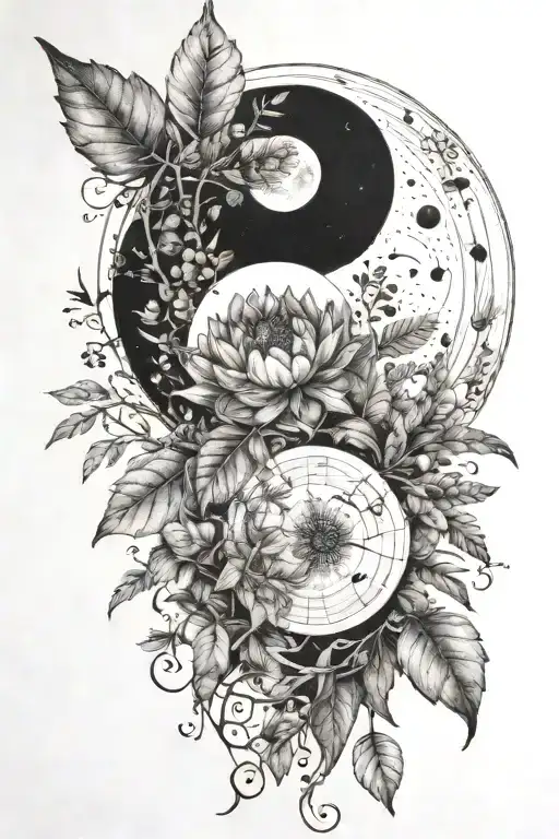 Botanical Plants With Moon Phases Incorporated