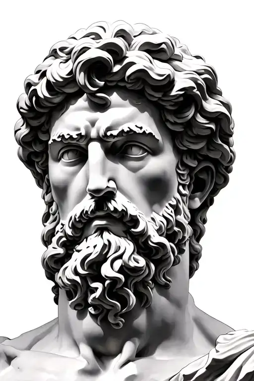 Greek Sculpture With Good Contrast Of Zeus Like Marble Stature