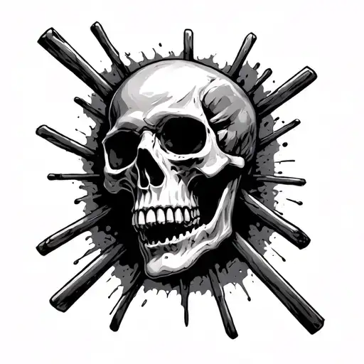 Skull Escaping A Prison Bars