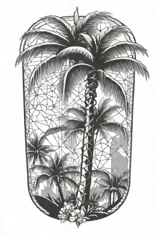 Tropical Palm Tree With Geometric Patterns Inspired By Florida Architecture