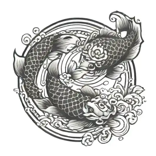 Koi Fish Transforming Yin Yang Symbol