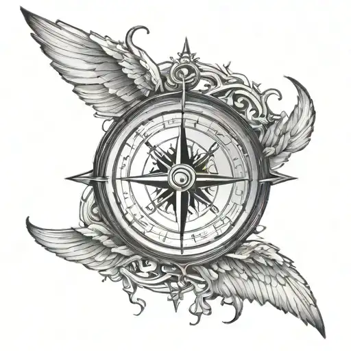Compass And Devil Wings Spread