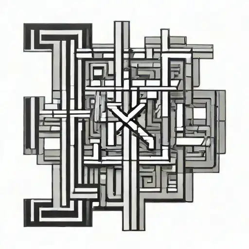 Letters I And M In Mayan Style Piet Mondrian