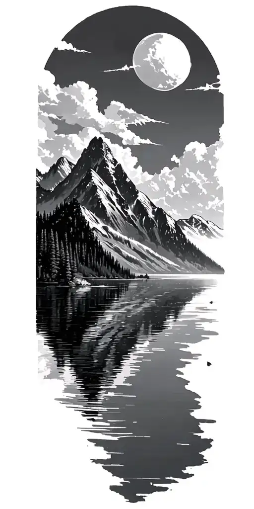 Mountains And Lake Surrounded