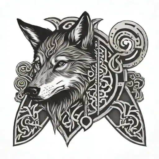 Nordic Wolf And Viking Rune