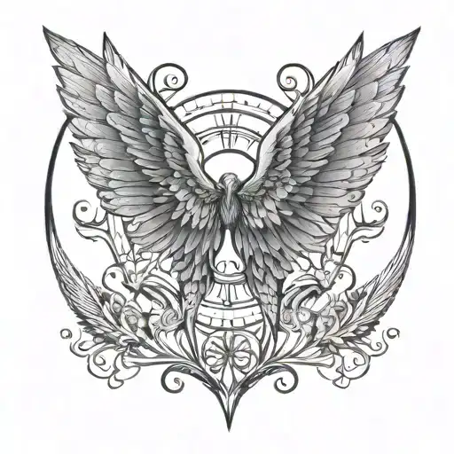 Wide Wings Flying With A Line Desgin On Centre Of Wings