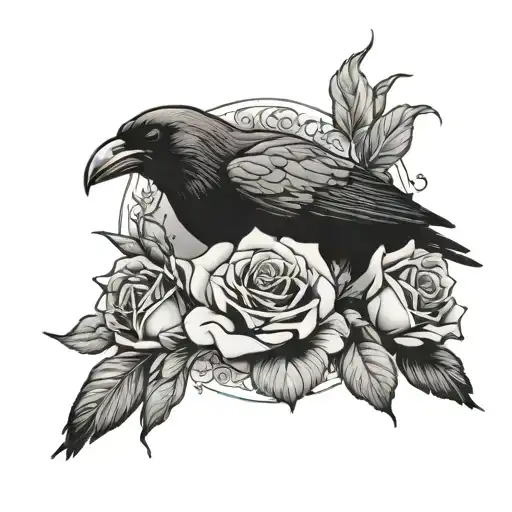 Crow And Roses