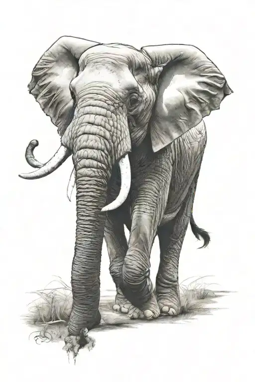 Realistic Walking Elephant