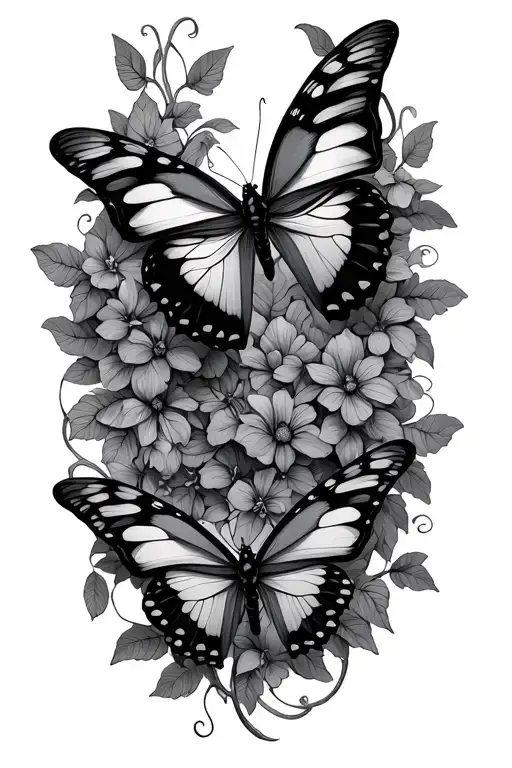 Butterflies Intertwined Vines