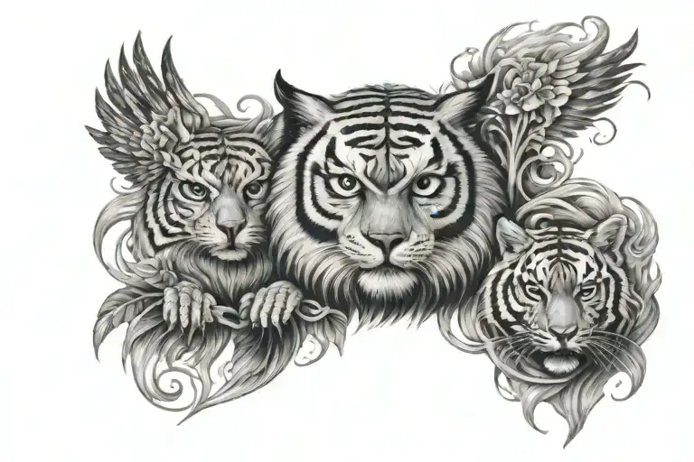 Owl And Tiger Surrounded
