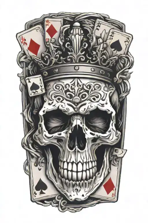 Skull With Royal Flush Hand Of Cards
