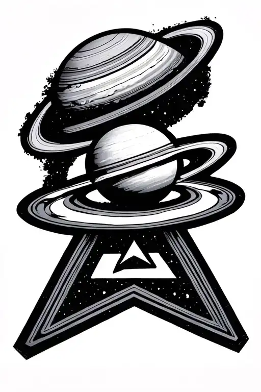 Upside Down Triangle With Saturn In The Middle And Star Underneath It