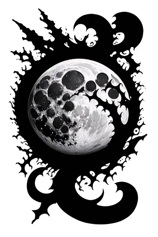 Ominous Moon Surrounded With Shapes