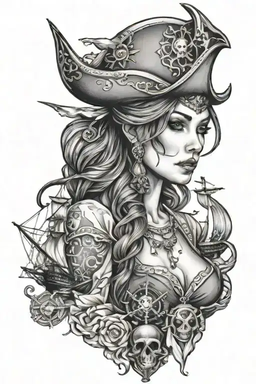 Pirates And Ships And Beautiful Woman