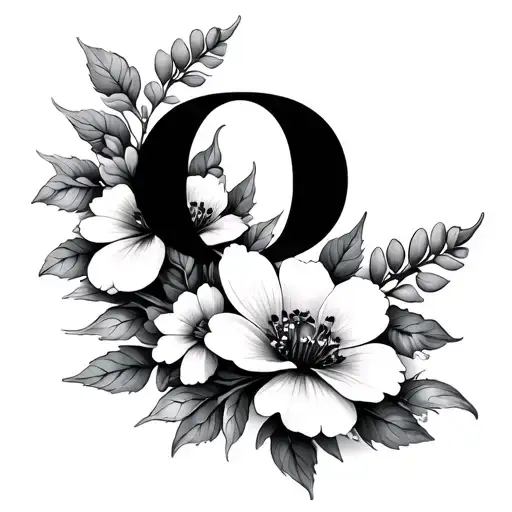 Omega Symbol And Simple Flowers