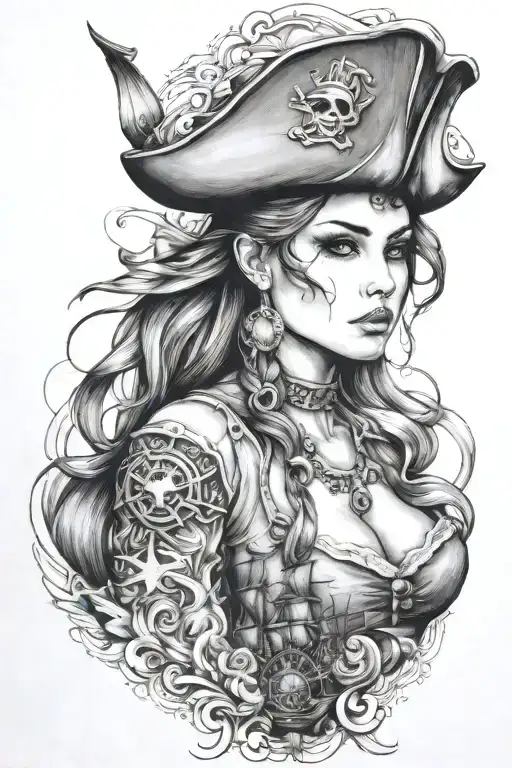Pirates And Ships And Beautiful Woman