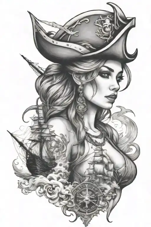 Pirates And Ships And Beautiful Woman