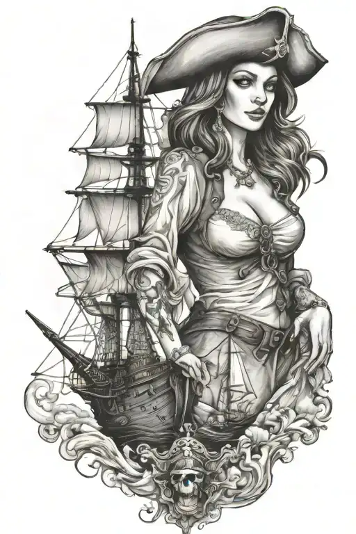 Pirates And Ships And Beautiful Woman