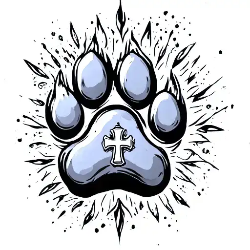 Dog Paw With Cross