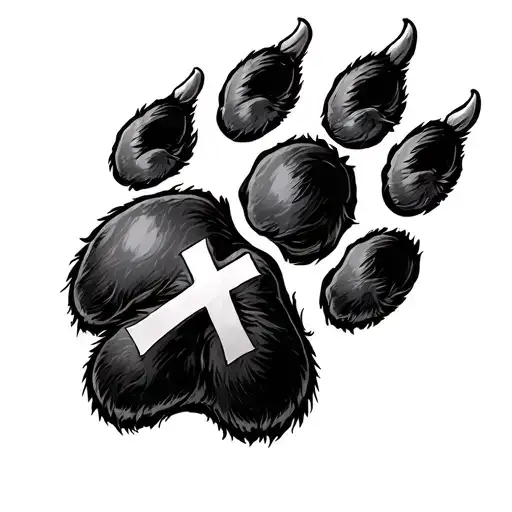 Dog Paw With Cross On The Outside