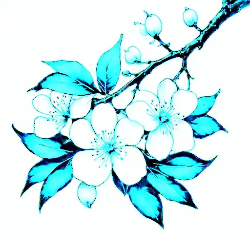 Negative Space Cherry Blossom Tattoo Design