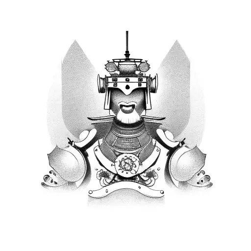 Japanese Tattoo Of A Humanoid Robot Samurai