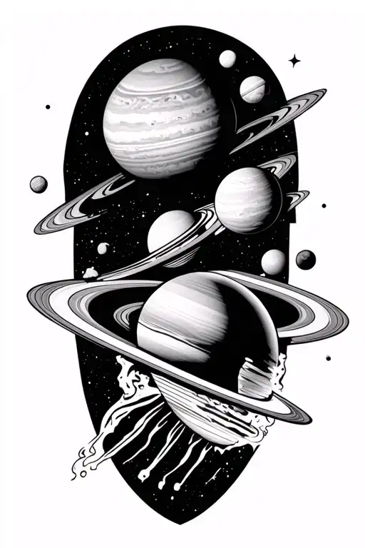 Solar System With Saturn Getting Sucked