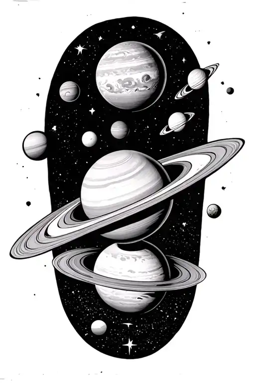 Solar System With Saturn Getting Sucked