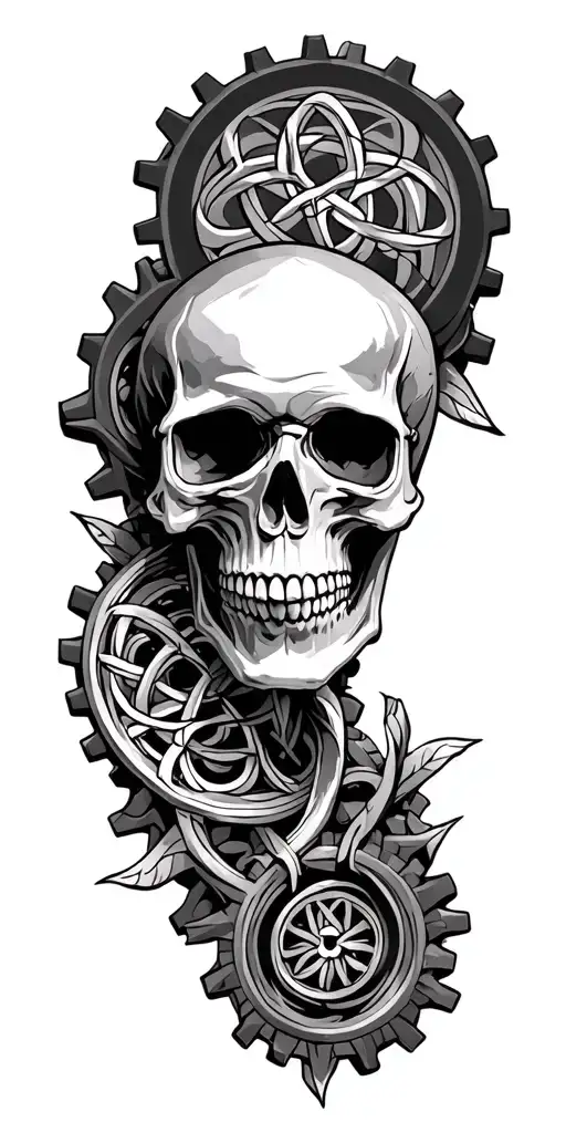 Geometric Celtic Gears Skull Angled Death