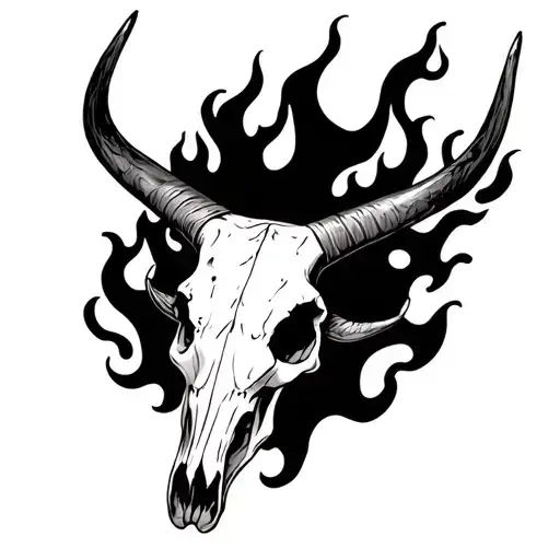Longhorn Skull On Fire