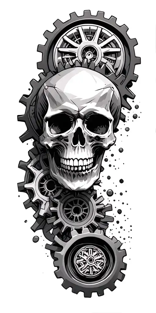 Geometric Gears Skull Angled Death