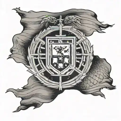 Portugal Flag Blended Into A Turkey Flag Primarily Black