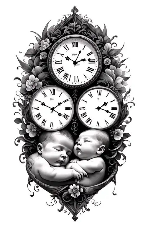 Double Birth Clocks Side By Side