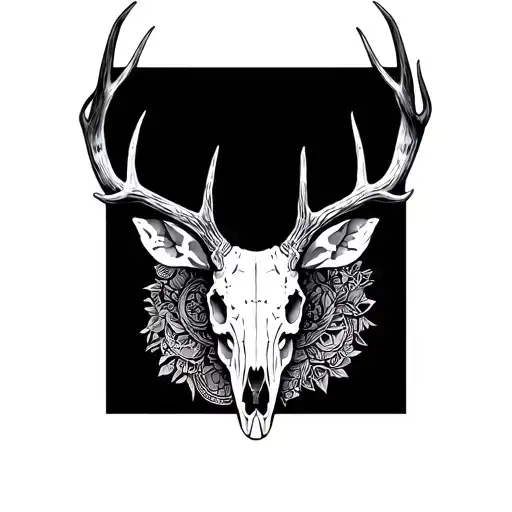 Deer Skull Mandala Design Incorporating Elements