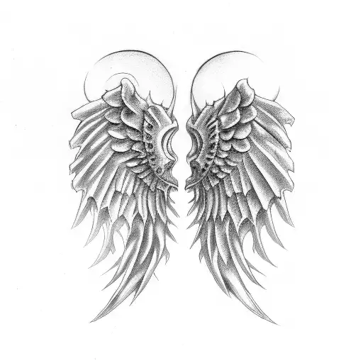 Female Half Demon Half Angel Wings