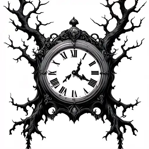 Goth Tree With Birth Clocks Side By Side