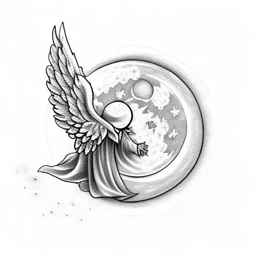 Angel In Front Of Moon