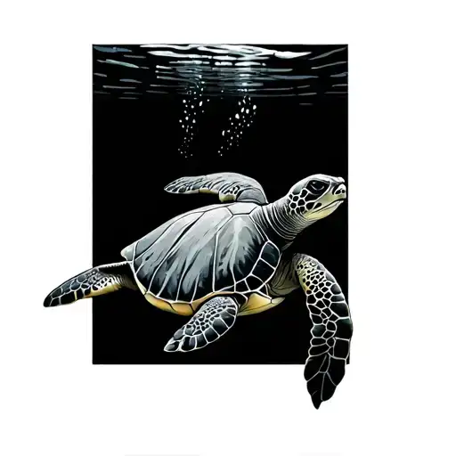 Sea Turtle With Two Sons