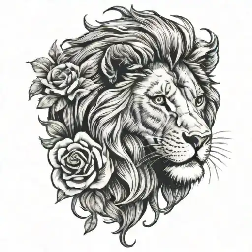 Lion With Rose