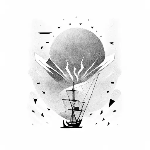 Canoa Silhouette Against A Colorful Sunset