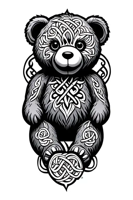 Horror Teddy Bear Celtic Pattern