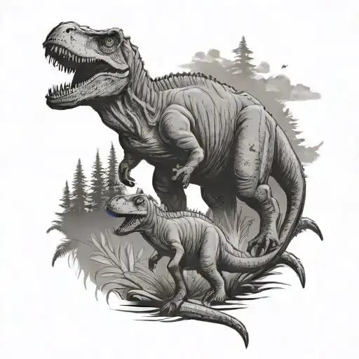 T Rex With Mommy Bear