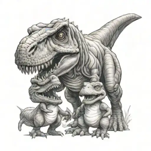 Mommy And Daddy With Baby T Rex