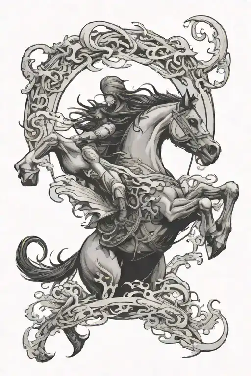 Create A Cover Up Tattoo Of A Horse Killing A Dragon
