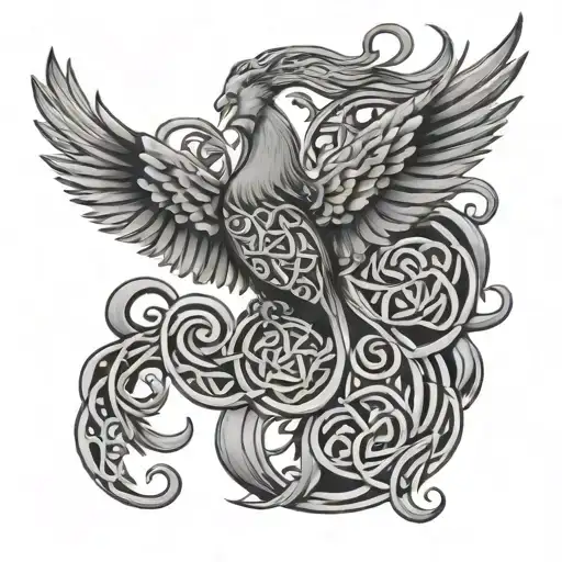 Celtic Knot Phoenix With Music Notes And Mother Daughter