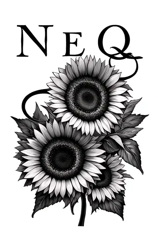 Infinity Sign Signifying Ever Lasting Love With Sunflowers And Name Neq