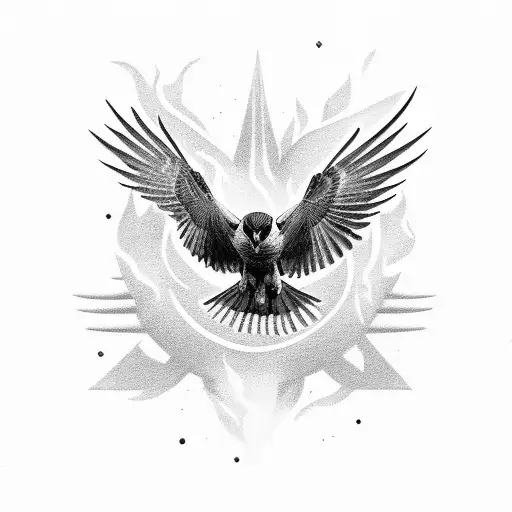 Falcon Body On Fire With Flames